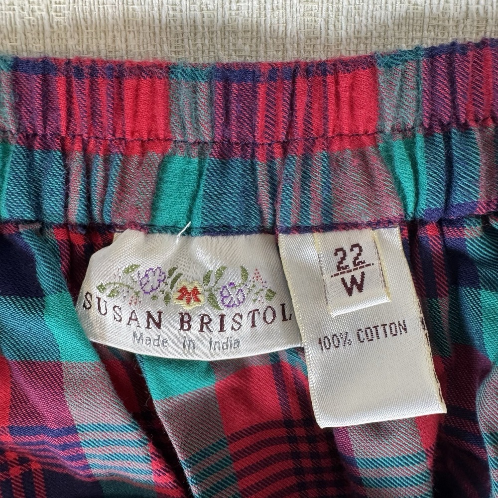 VTG Susan Bristol Plaid Midi Button Front Skirt Size 2X  Cottagecore 100% Cotton - Picture 2 of 8